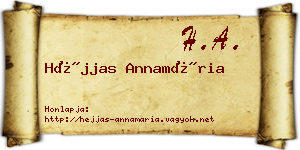 Héjjas Annamária névjegykártya